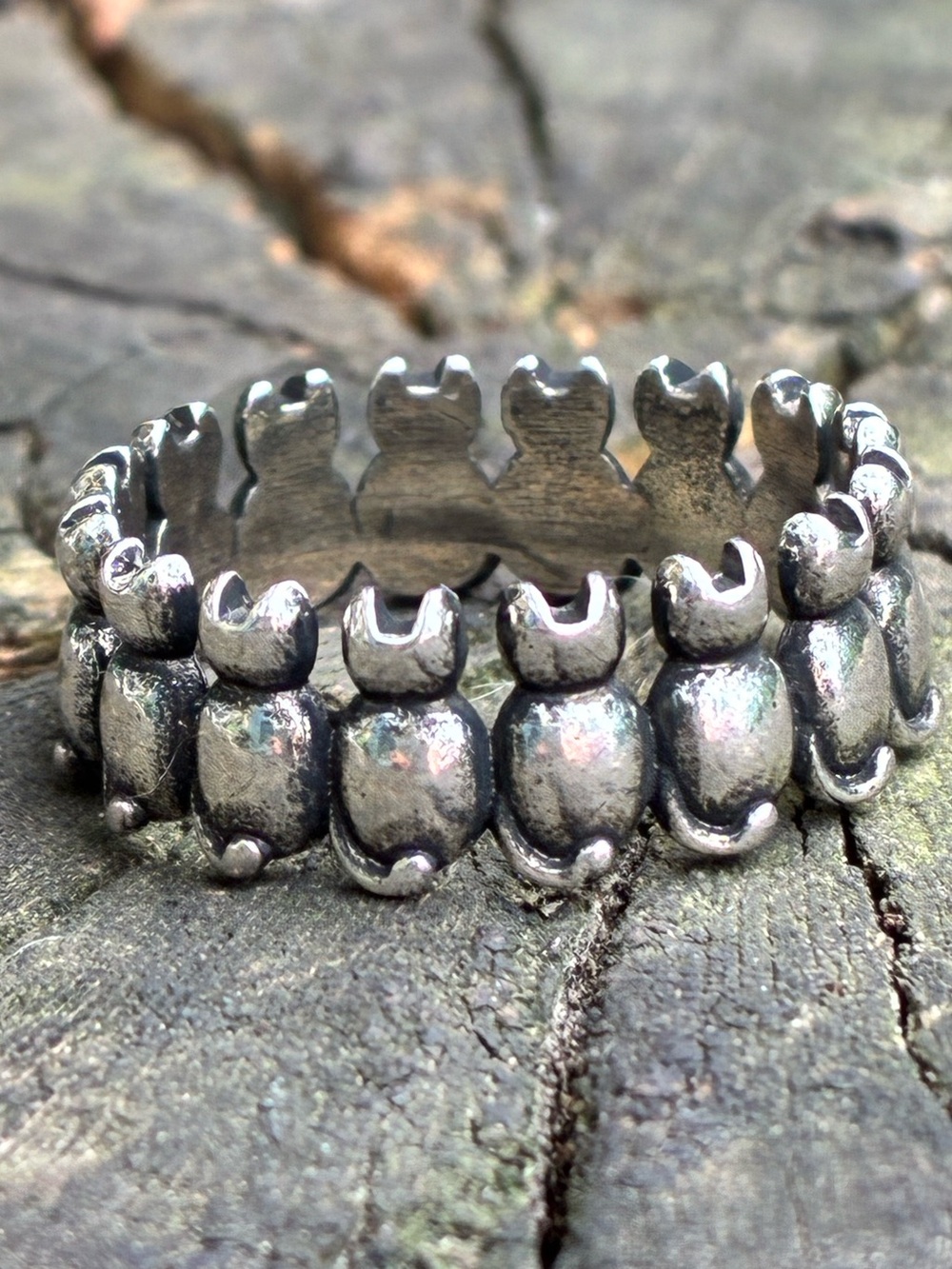 😸 Multiple Cute Cats Silver-Tone Ring